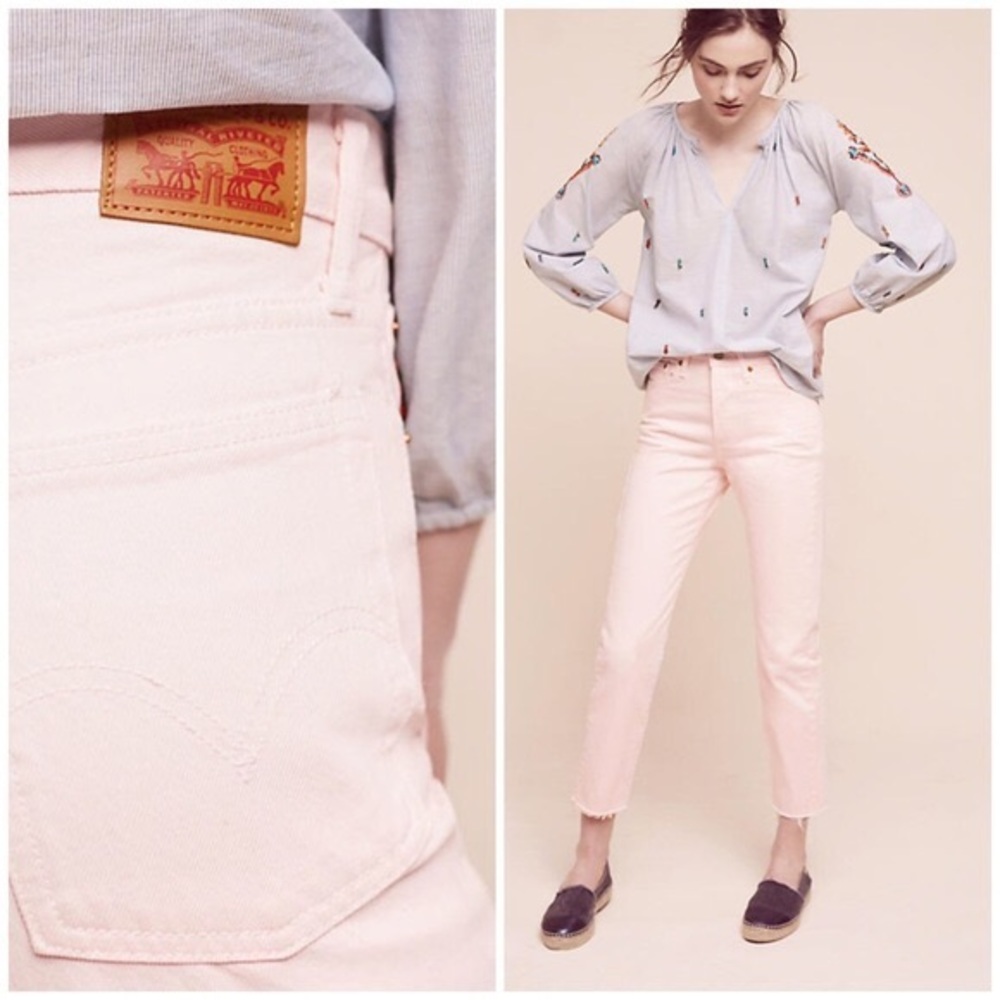 Anthropologie Levi’s Wedgie Skinny Creole Pink Raw